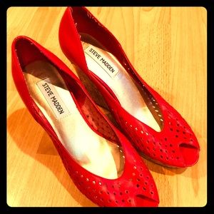 Red Steve Madden Wedges